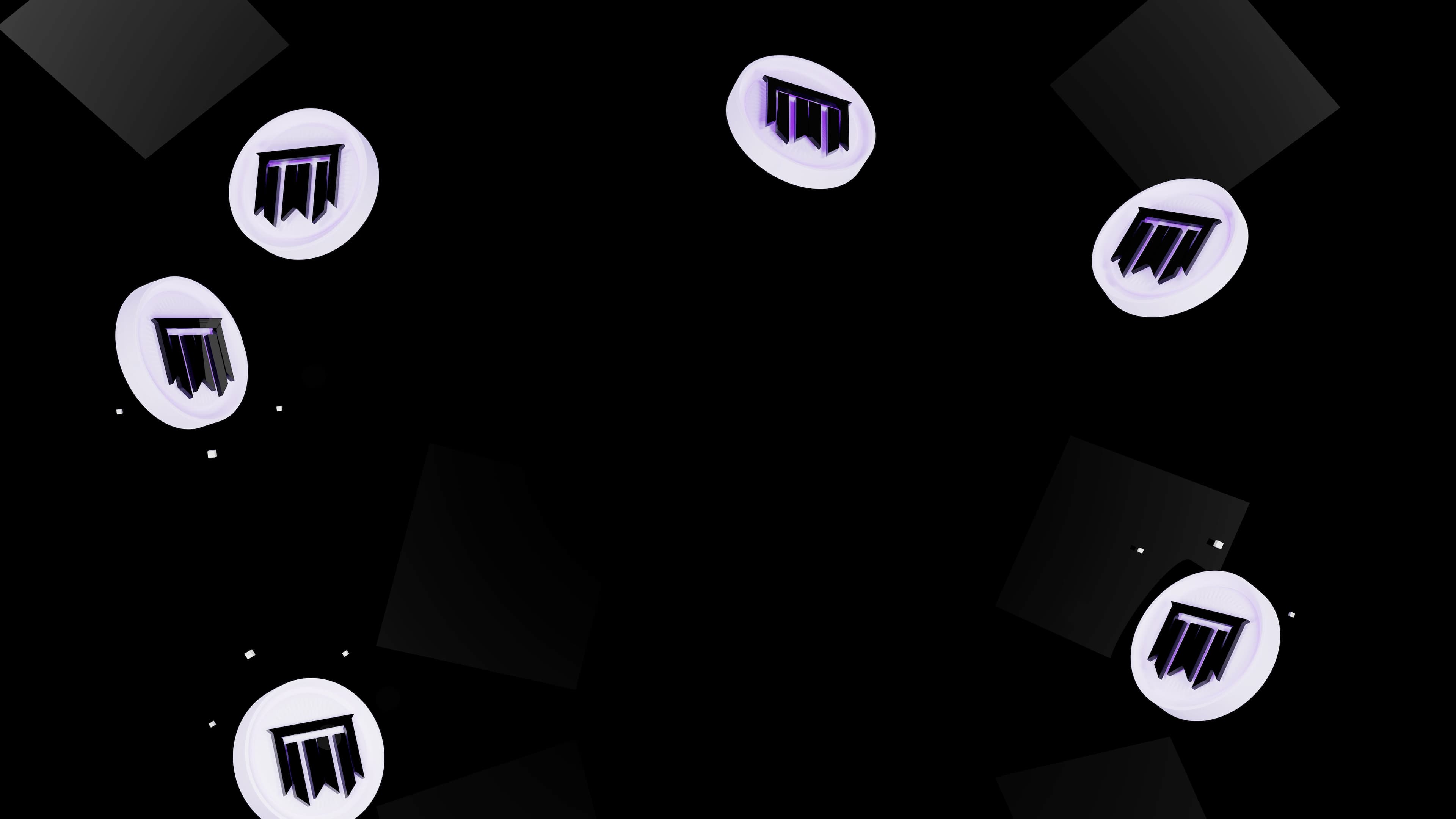 A picture of TMC tokens in a black background.